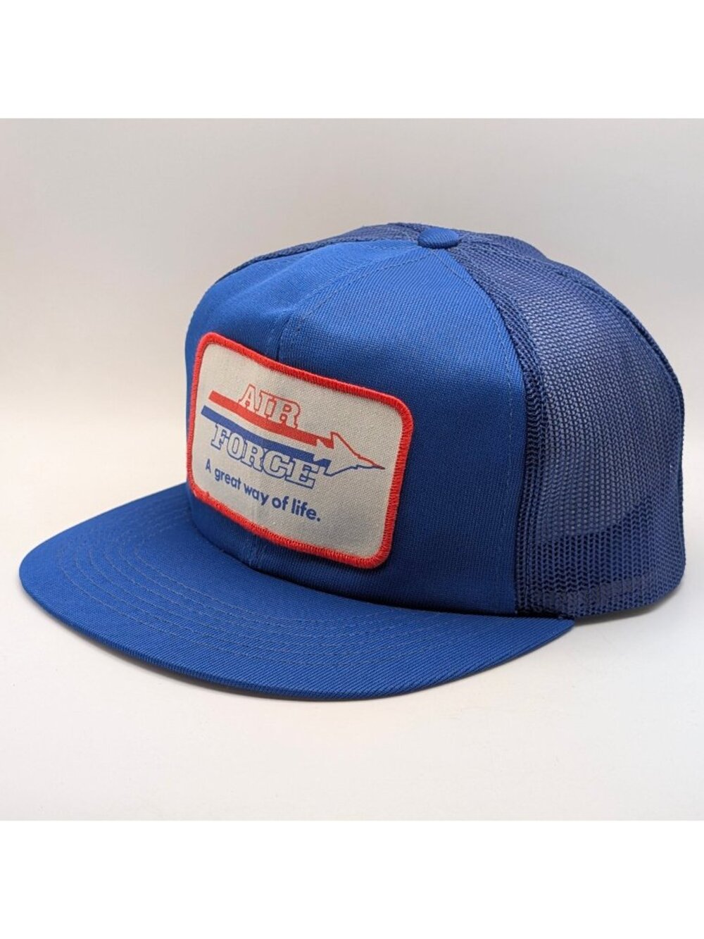 Vintage 80’s Air Force Trucker Hat Mesh Snapback USA Made Blue Retro Military